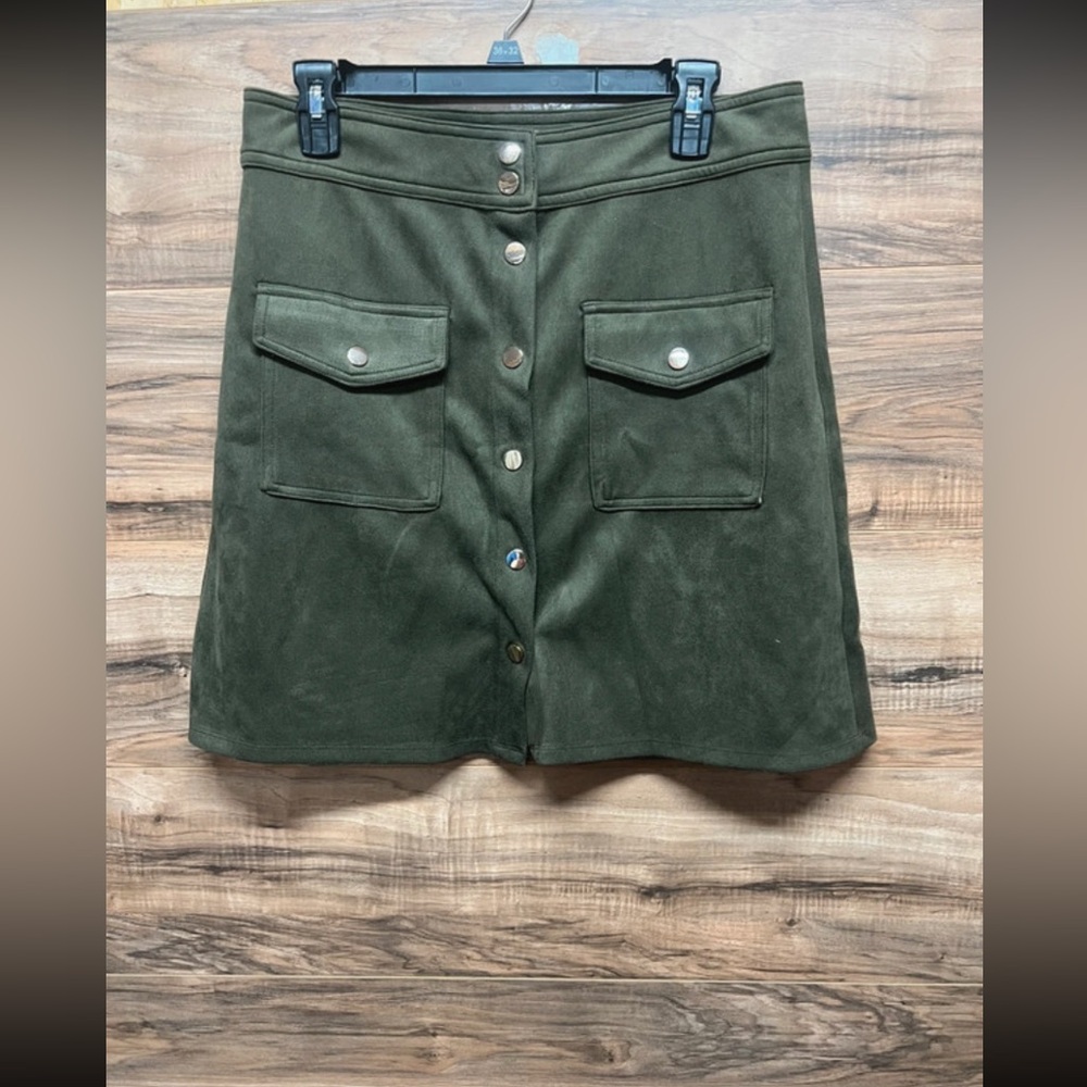 Philosophy Olive Green Button-Front Skirt size‎ 10